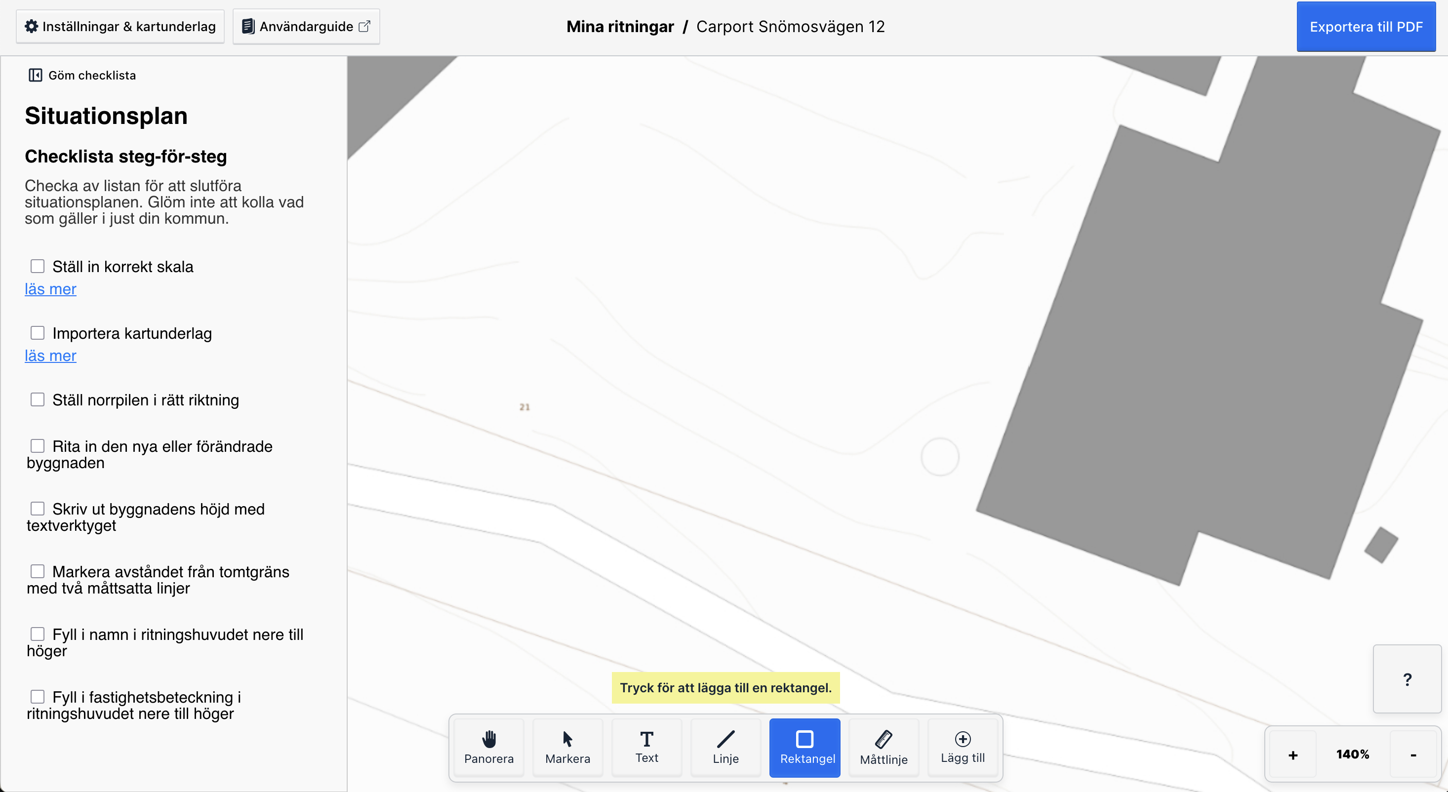 Välja rektangelverktyget