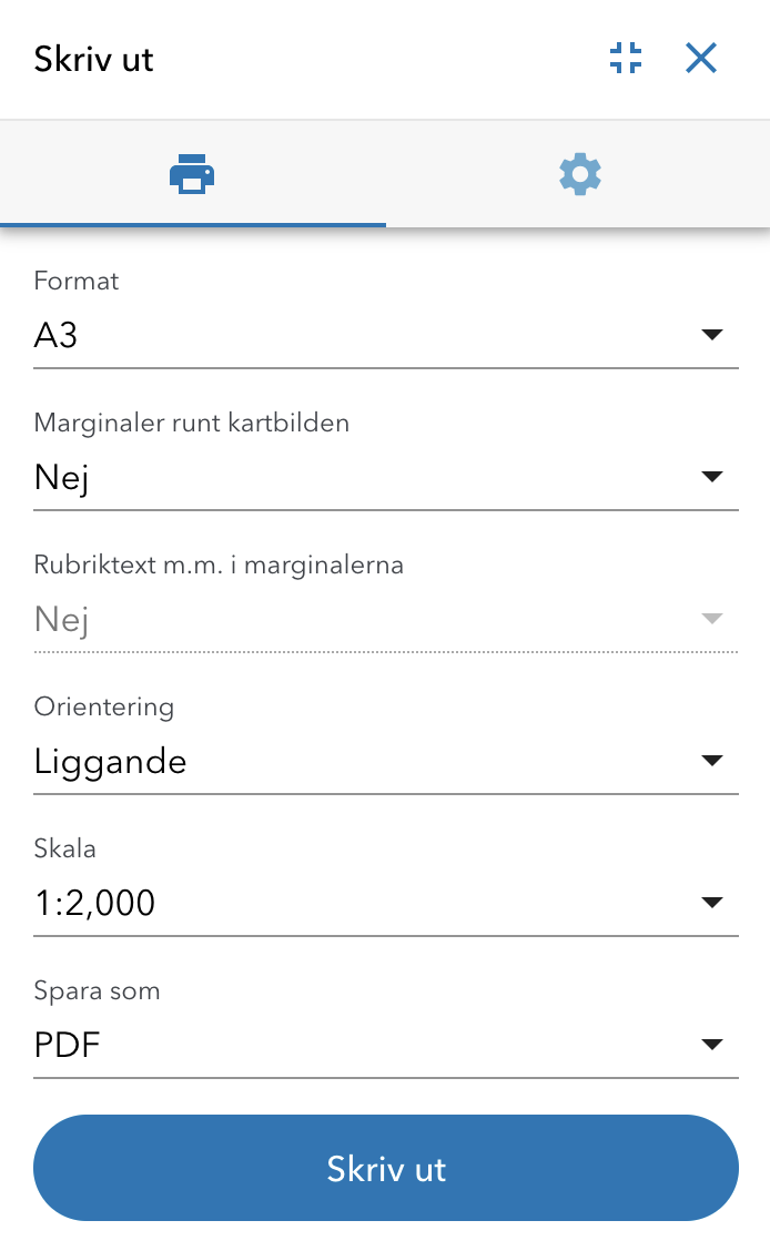 Inställningar i Nacka kommuns kartverktyg