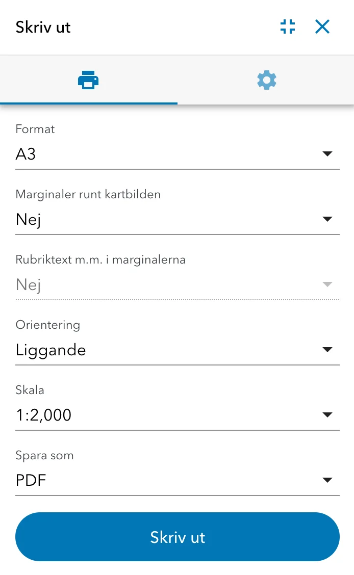 Inställningar i Nacka kommuns kartverktyg