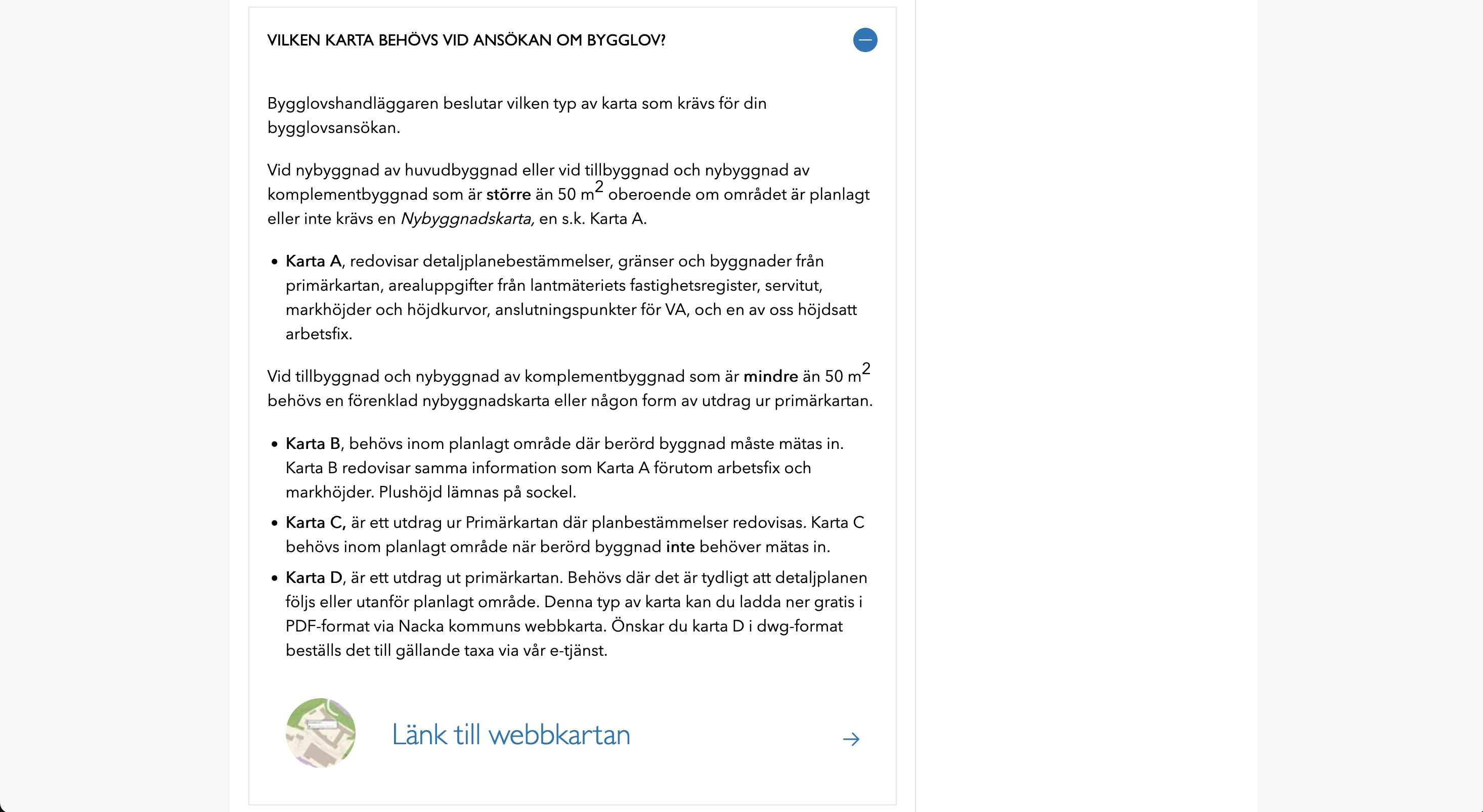 Nacka kommuns olika kartor